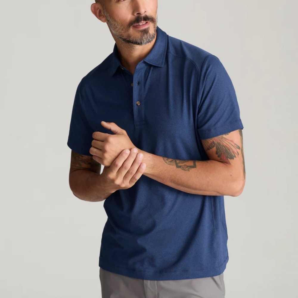 Untuckit mens navy blue short sleeve sweat wicking performance polo size large